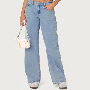 Edikted Raelynn washed low rise jeans light blue small